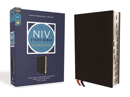 NIV Study Bible, Fully Revised Edition- NIV Study Bible, Fully Revised Edition (Study Deeply. Believe Wholeheartedly.), Bonded Leather, Black, Red Letter, Thumb Indexed, Comfort Print