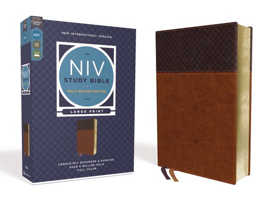 NIV Study Bible, Fully Revised Edition- NIV Study Bible, Fully Revised Edition (Study Deeply. Believe Wholeheartedly.), Large Print, Leathersoft, Brown, Red Letter, Comfort Print