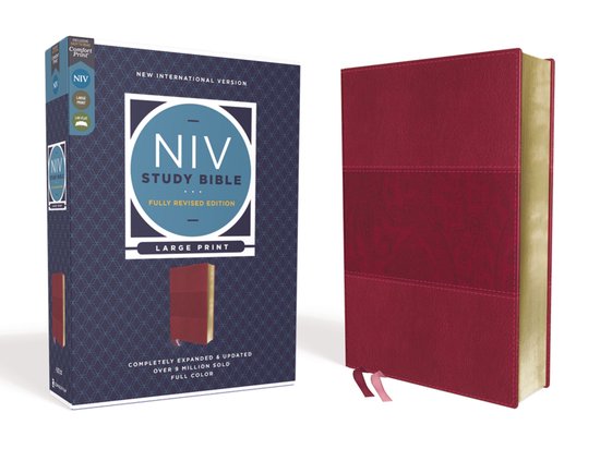 NIV Study Bible, Fully Revised Edition- NIV Study Bible, Fully Revised Edition (Study Deeply. Believe Wholeheartedly.), Large Print, Leathersoft, Burgundy, Red Letter, Comfort Print