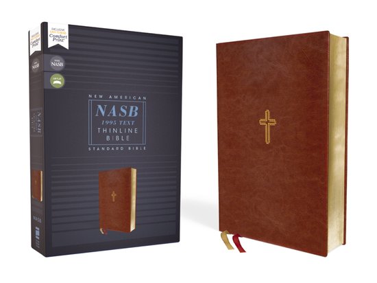 NASB, Thinline Bible, Leathersoft, Brown, Red Letter Edition, 1995 Text, Comfort Print