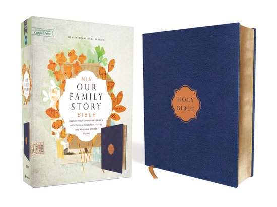 NIV, Our Family Story Bible, Leathersoft over Board, Navy, Red Letter, Comfort Print