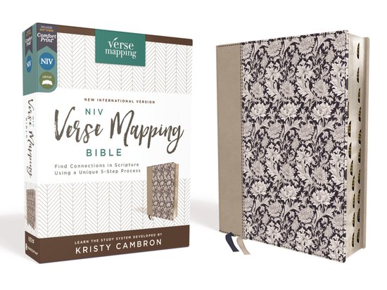 Verse Mapping- NIV, Verse Mapping Bible, Leathersoft, Navy Floral, Thumb Indexed, Comfort Print