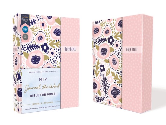 NIV, Journal the Word Bible for Girls, Double-Column, Hardcover, Pink, Magnetic Closure, Red Letter, Comfort Print