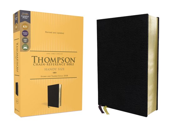 KJV, Thompson Chain-Reference Bible, Handy Size, European Bonded Leather, Black, Red Letter, Comfort Print