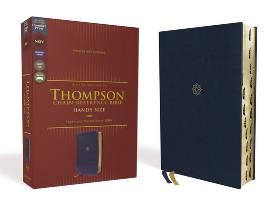 NKJV, Thompson Chain-Reference Bible, Handy Size, Leathersoft, Navy, Red Letter, Thumb Indexed, Comfort Print