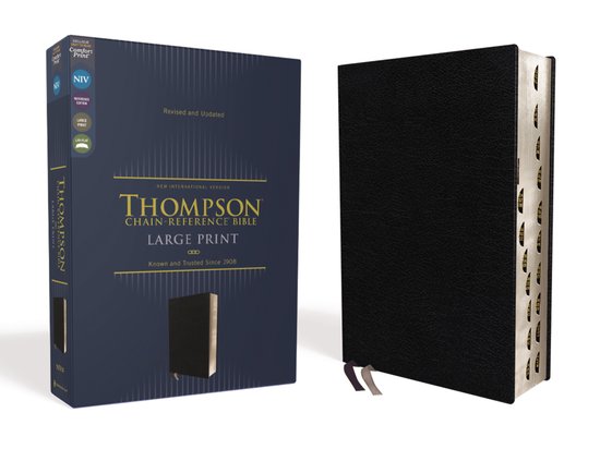 NIV, Thompson Chain-Reference Bible, Large Print, European Bonded Leather, Black, Thumb Indexed, Red Letter, Comfort Print