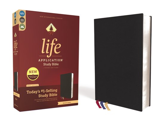 NIV Life Application Study Bible, Third Edition- NIV, Life Application Study Bible, Third Edition, Genuine Leather, Cowhide, Black, Art Gilded Edges, Red Letter