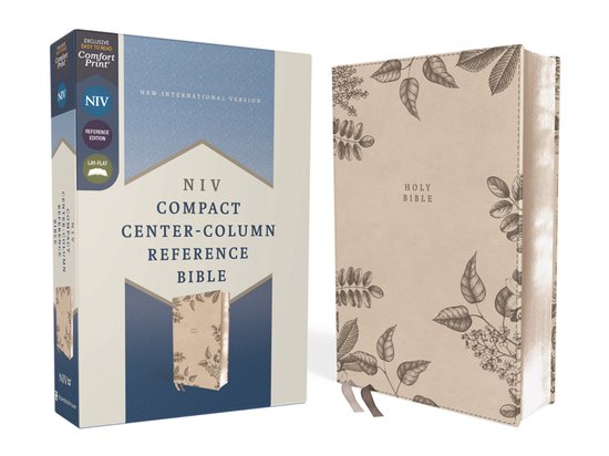 NIV, Compact Center-Column Reference Bible, Leathersoft, Stone, Red Letter, Comfort Print