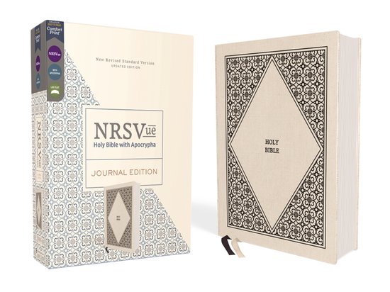 NRSVue, Holy Bible with Apocrypha, Journal Edition, Cloth over Board, Cream, Comfort Print