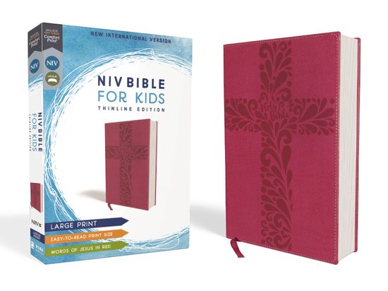 NIV, Bible for Kids, Large Print, Leathersoft, Pink, Red Letter, Comfort Print