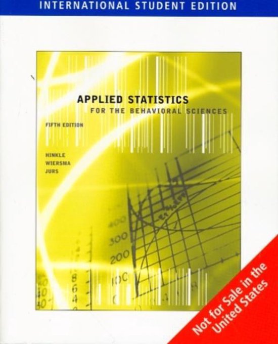 Applied Statistics for the Behavioral Sciences, International Edition