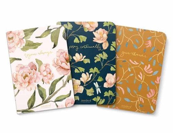 GraceLaced Lined Notebooks, Set of 3, Rejoice, Pray, Give