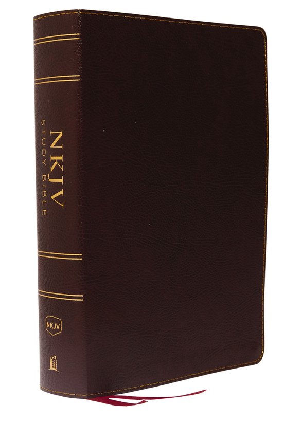 NKJV Study Bible, Bonded Leather, Burgundy, Full-Color, Comfort Print