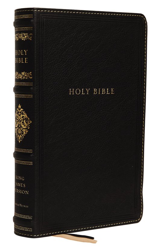 KJV, Personal Size Reference Bible, Sovereign Collection, Genuine Leather, Black, Red Letter, Thumb Indexed, Comfort Print