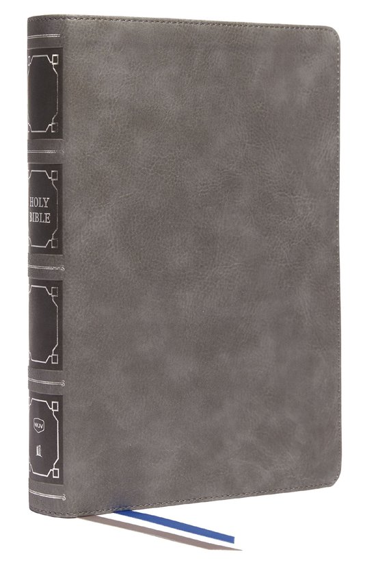 NKJV, Reference Bible, Classic Verse-by-Verse, Center-Column, Leathersoft, Gray, Red Letter, Thumb Indexed, Comfort Print