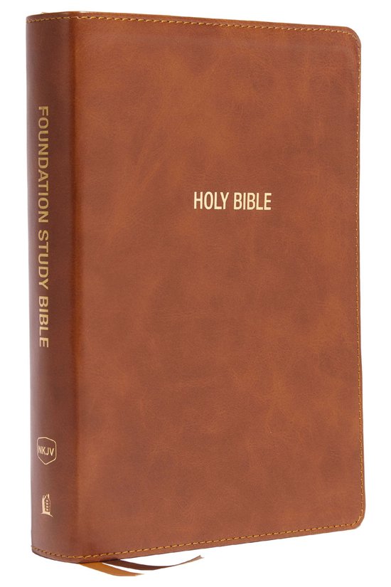 NKJV, Foundation Study Bible, Large Print, Leathersoft, Brown, Red Letter, Comfort Print