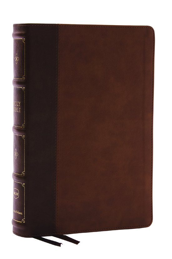 NKJV, Large Print Thinline Reference Bible, Blue Letter, Maclaren Series, Leathersoft, Brown, Comfort Print