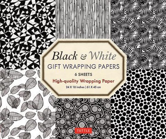 Black & White Gift Wrapping Papers - 6 Sheets: 24 X 18 Inch (61 X 45 CM) Wrapping Paper