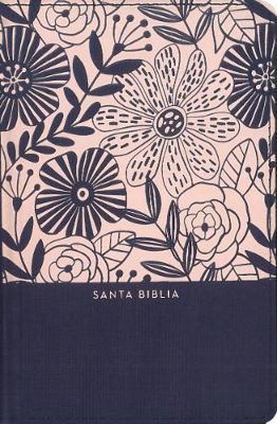 Rvr60 Santa Biblia, Letra Grande, Tamano Compacto, Tapa Dura/Tela, Azul Floral, Edicion Letra Roja