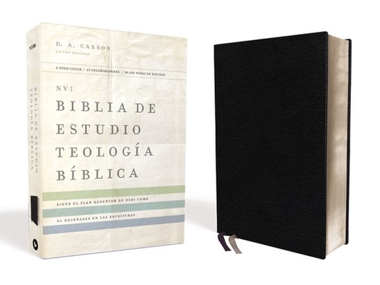 NVI Biblia de Estudio, Teologa Bblica, Piel Reciclada, Negro, Interior a Cuatro Colores