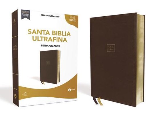 Reina Valera 1960 Santa Biblia Ultrafina, Letra Gigante, Leathersoft, Caf, Interior a DOS Colores