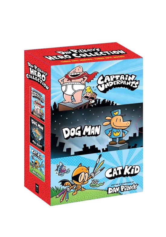 Dog Man- Dav Pilkey's Hero Collection (Captain Underpants #1, Dog Man #1, Cat Kid Comic Club #1)