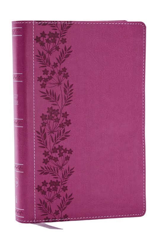 NKJV Personal Size Large Print Bible with 43,000 Cross References, Pink Leathersoft, Red Letter, Comfort Print