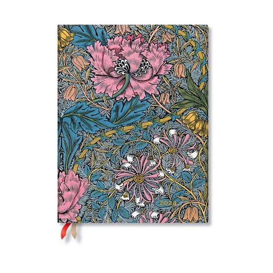 William Morris- Morris Pink Honeysuckle (William Morris) Ultra Verso 12-month Dayplanner 2024