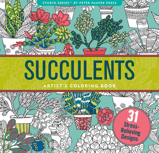 Succulents Adult Colouring Book 31 stressrelieving designs