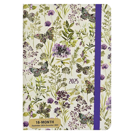 2025 Amethyst Butterflies Weekly Planner (16 Months, Sept 2024 to Dec 2025)