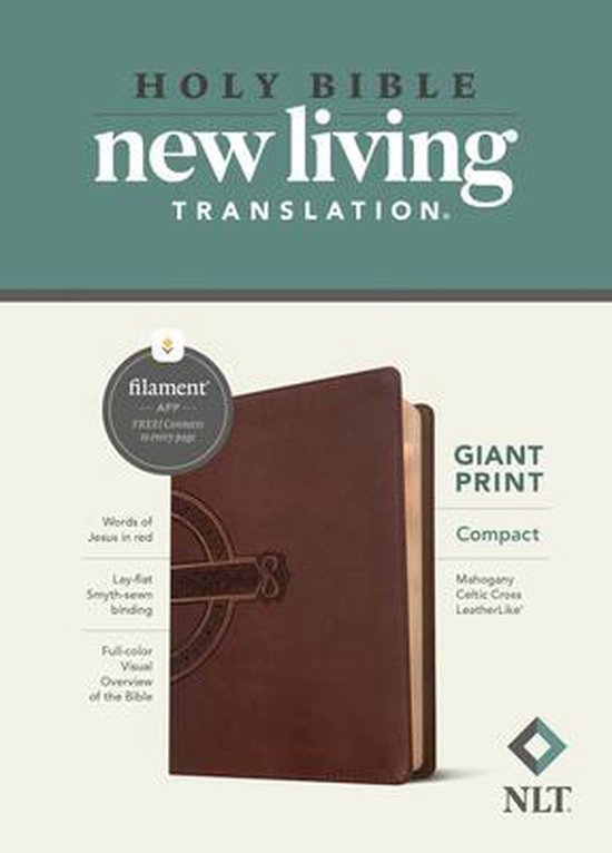 NLT Compact Giant Print Bible, Filament Edition, Mahogany