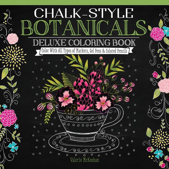 Chalk-style Botanicals Deluxe Coloring Book