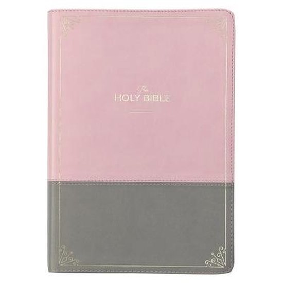 KJV Holy Bible, Super Giant Print Faux Leather Red Letter Edition - Ribbon Marker, King James Version, Pink/Gray