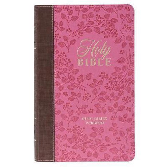 KJV Holy Bible, Giant Print Standard Size Faux Leather Red Letter Edition - Thumb Index & Ribbon Marker, King James Version, Brown/Pink Berry