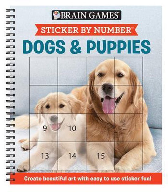 Brain Games - Sticker by Number- Brain Games - Sticker by Number: Dogs & Puppies (Easy - Square Stickers)