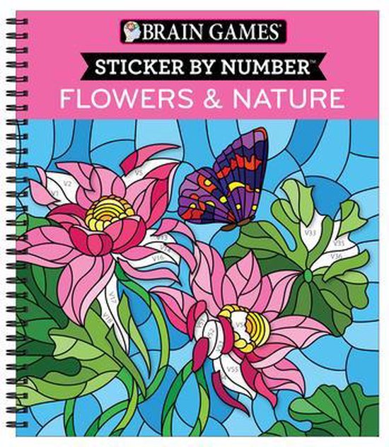 Brain Games - Sticker by Number- Brain Games - Sticker by Number: Flowers & Nature (28 Images to Sticker)