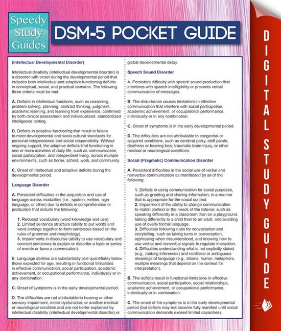 DSM-5 Pocket Guide (Speedy Study Guides)