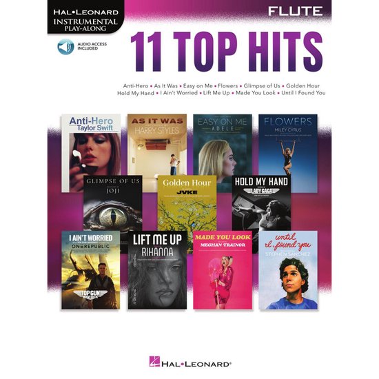 11 Top Hits for Flute Instrumental Play-Along Songbook - Book with Online Audio