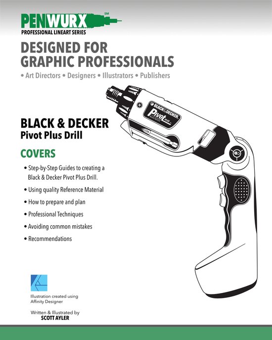 Penwurx Pro Lineart Series Black and Decker Pivot Drill Affinity Designer