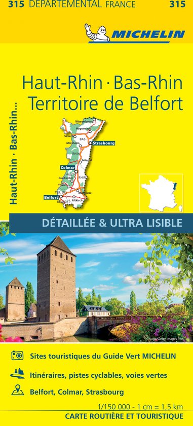 Michelin 315 Wegenkaart Bas-Rhin,Haut-Rhin,Territoire de Belfort