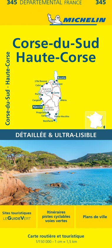 Michelin 345 Wegenkaart Corse-du-Sud, Haute-Corse, Corsica Zuid