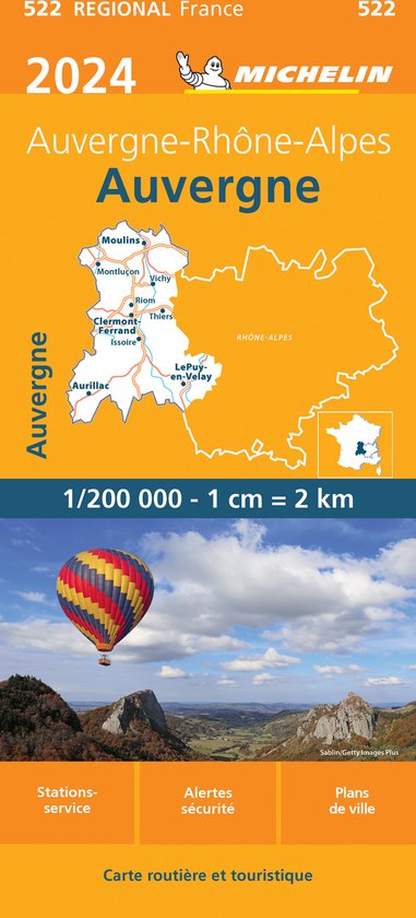 Regionale kaarten Michelin - Michelin Wegenkaart 522 Auvergne 2024