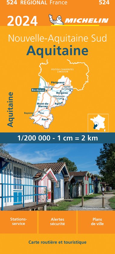 Regionale kaarten Michelin - Michelin Wegenkaart 524 Aquitaine 2024