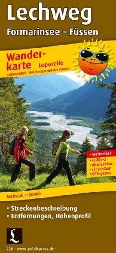 Lechweg Formarinsee - Füssen 1 : 25 000 Wanderkarte