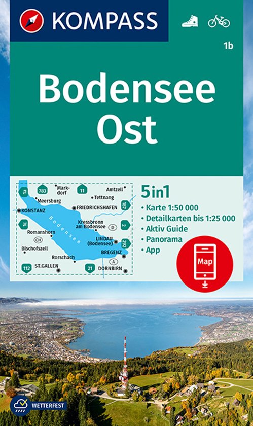 KOMPASS WK 1b Bodensee Ost Wandelkaart 1:50.000