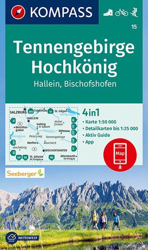 KOMPASS Wanderkarte Tennengebirge, Hochkönig, Hallein, Bischofshofen 1:50 000