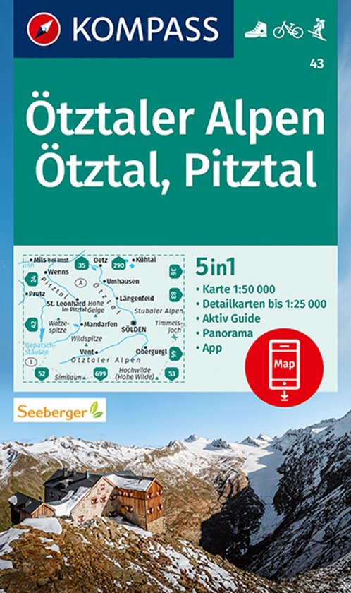 Kompass Wanderkarten - Kompass WK43 Ötztaler Alpen, Ötztal