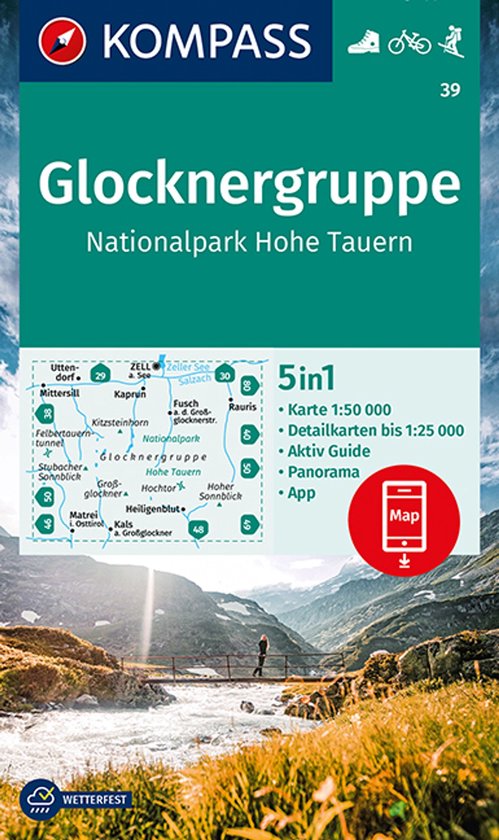 KOMPASS WK 39 Wandelkaart Glocknergruppe, Nationalpark Hohe Tauern