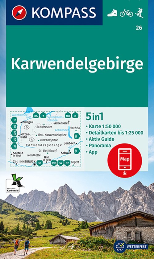 KOMPASS WK 26 Wandelkaart Karwendelgebirge 1:50.000