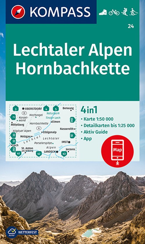 Kompass Wanderkarten - Kompass WK24 Lechtaler Alpen, Hornbachkette